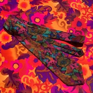 80s Bugle Boy Wild Colorful Silk Tie